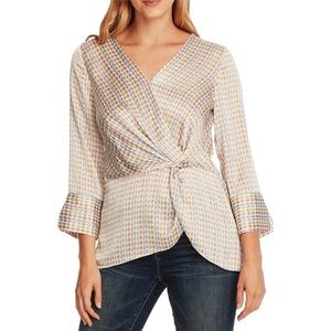 Vince Camuto Geo Petal Twist Front Blouse